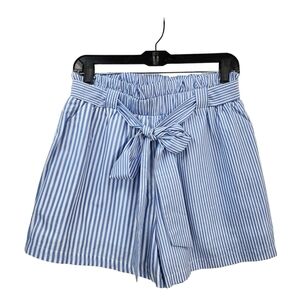 Allie Rose Women's Blue & White Striped Belted Shorts - L